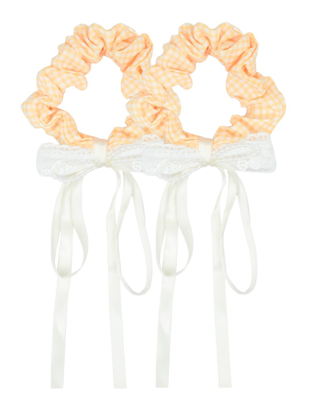 

FUNKRAFTS Girls Yellow & White Set of 2 Lace Ponytail Holders