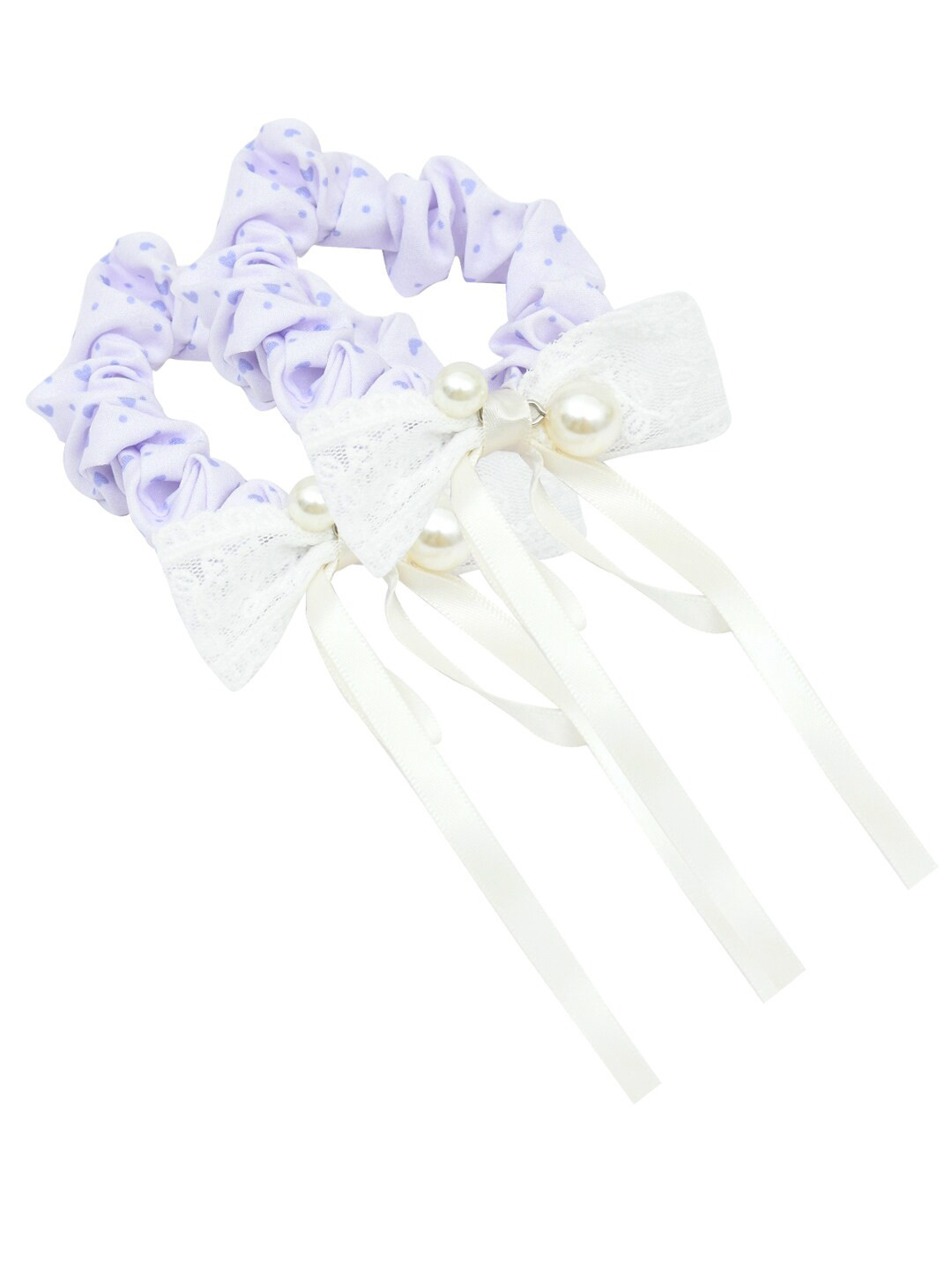 

FUNKRAFTS Girls Purple & White Set of 2 Lace Ponytail Holders