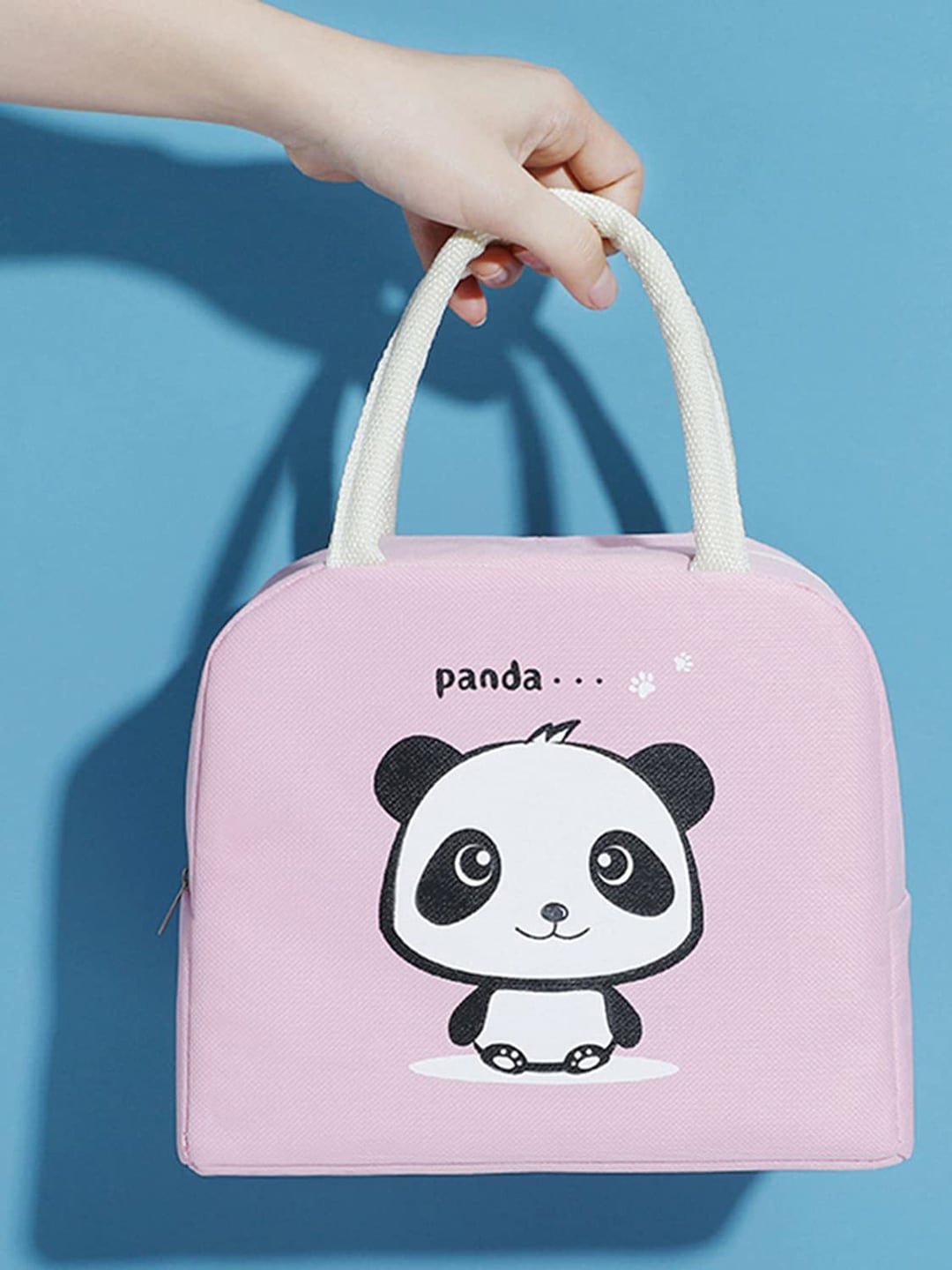 

HOUSE OF QUIRK Pink & White Panda Printed Insulated Lunch Bags