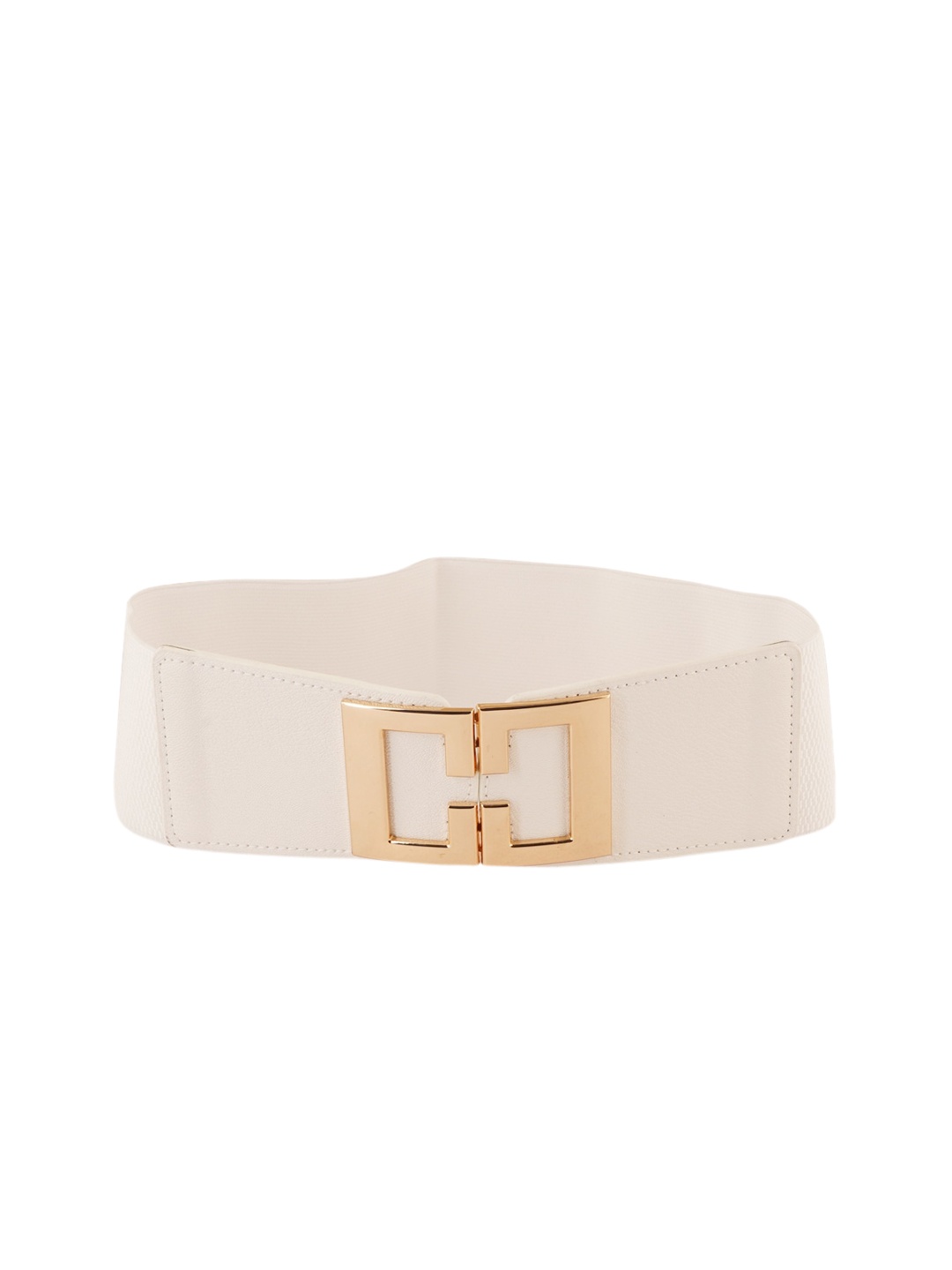 

Style Shoes Women's White PU Leather Wide Elastic Waist Belt