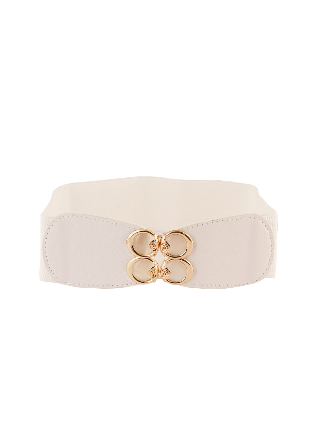 

Style Shoes Womens White PU Leather Wide Elastic Waist Belt