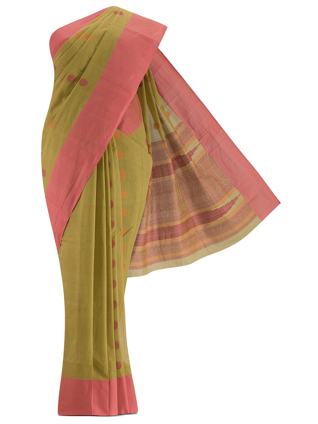

Nalli Next Beige & Pink Woven Design Zari Pure Cotton Saree