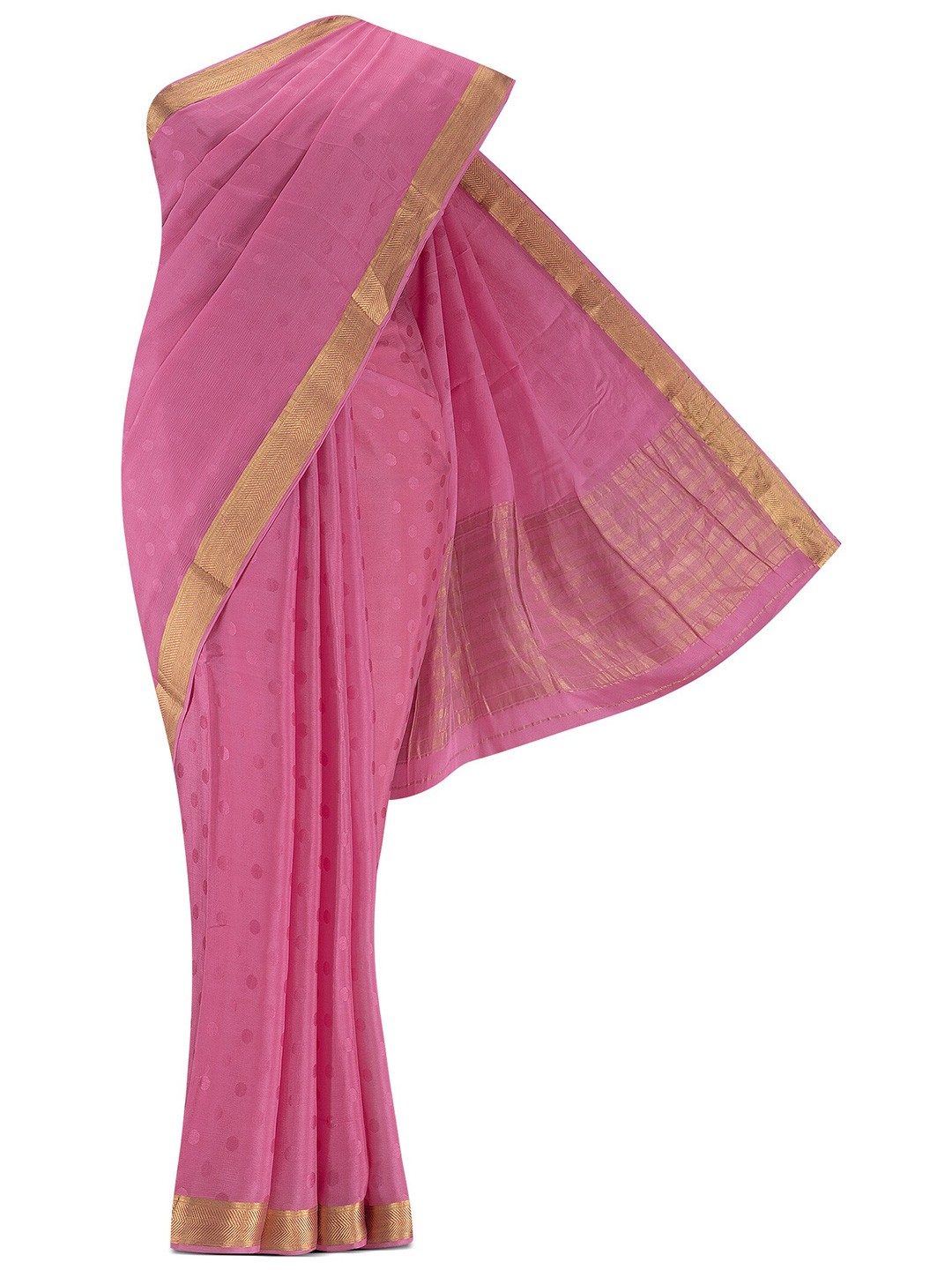 

Nalli Next Pink & Gold-Toned Woven Design Zari Pure Cotton Saree