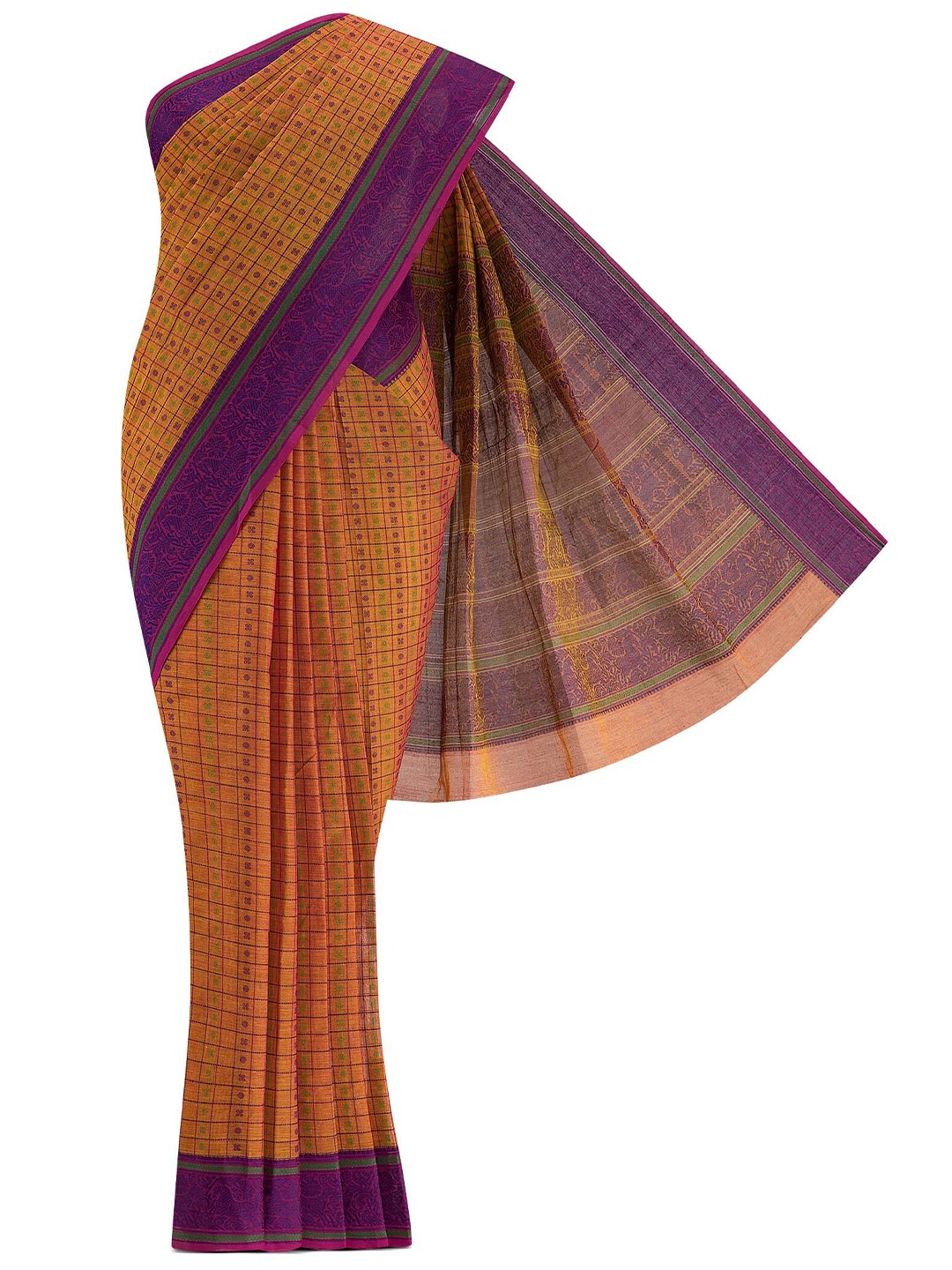 

Nalli Next Yellow & Purple Ethnic Motifs Pure Cotton Saree