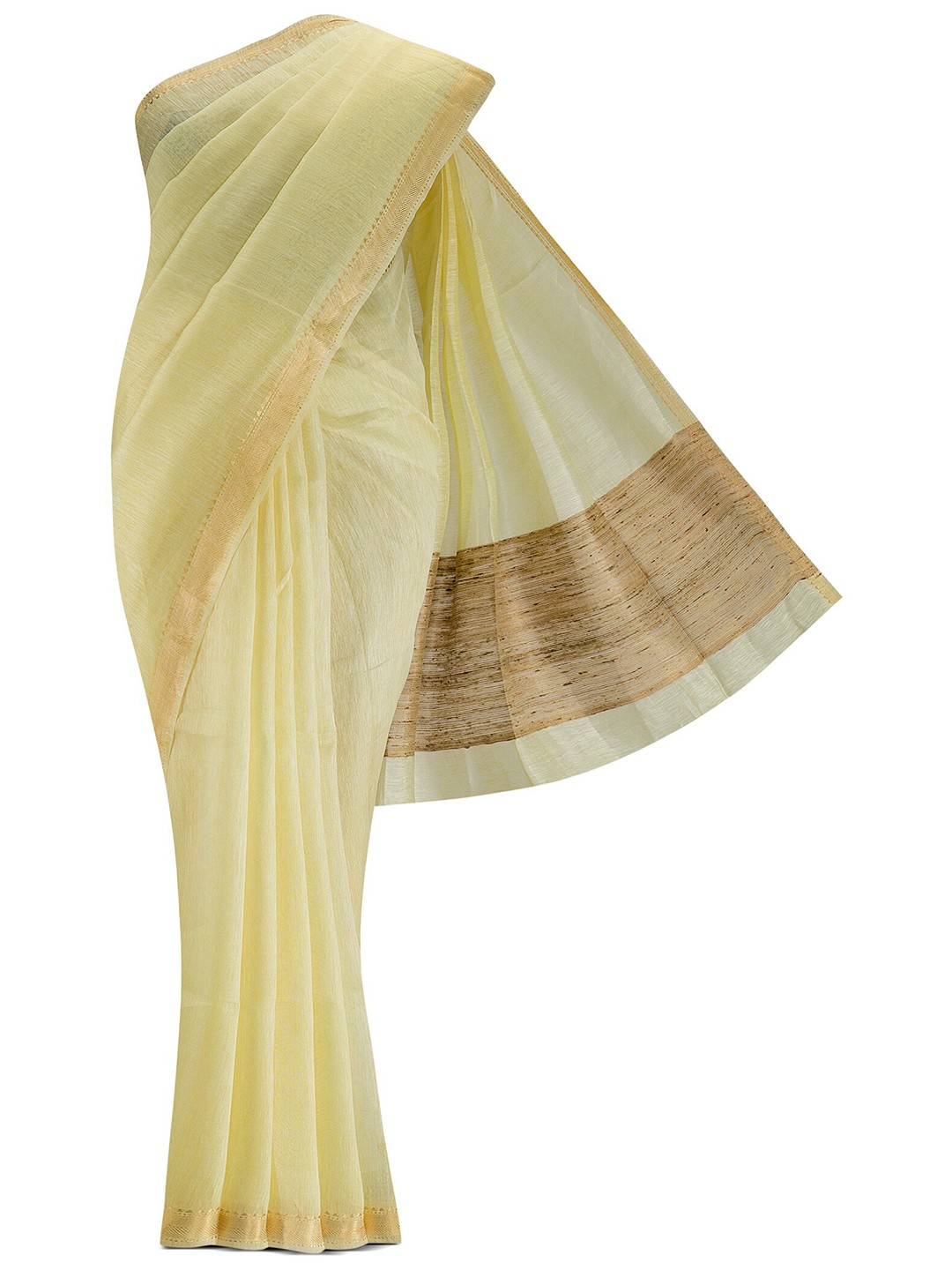 

Nalli Next Yellow & Gold-Toned Zari Pure Cotton Saree