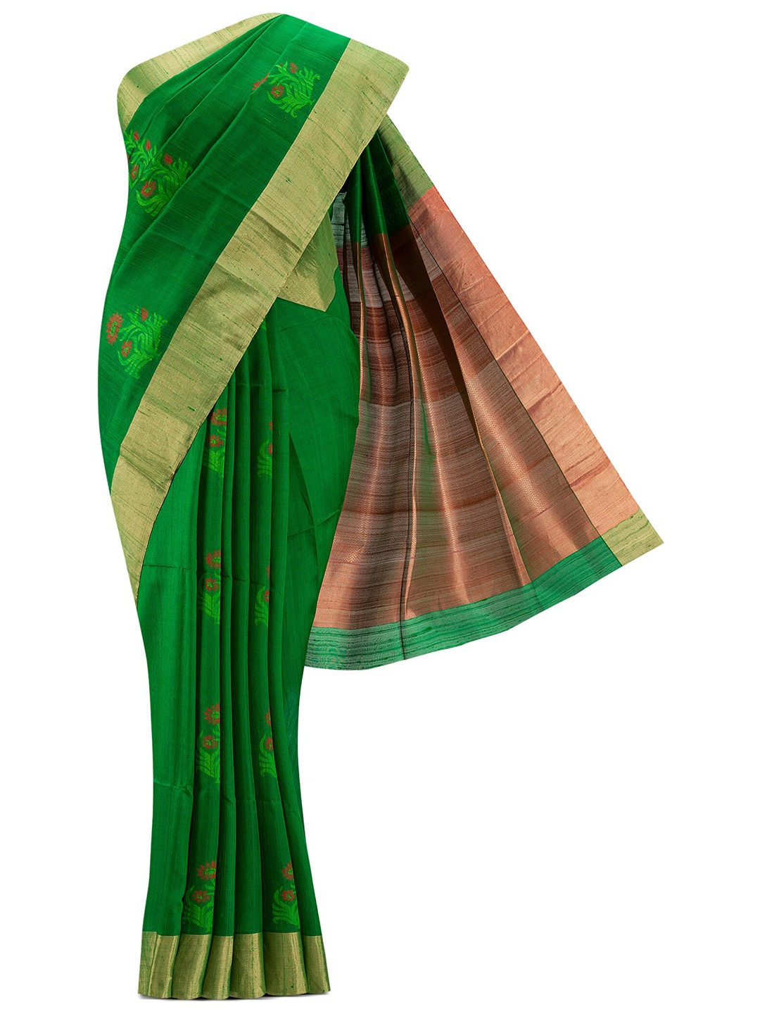 

Nalli Silk Sarees Green & Red Woven Design Zari Silk Blend Saree