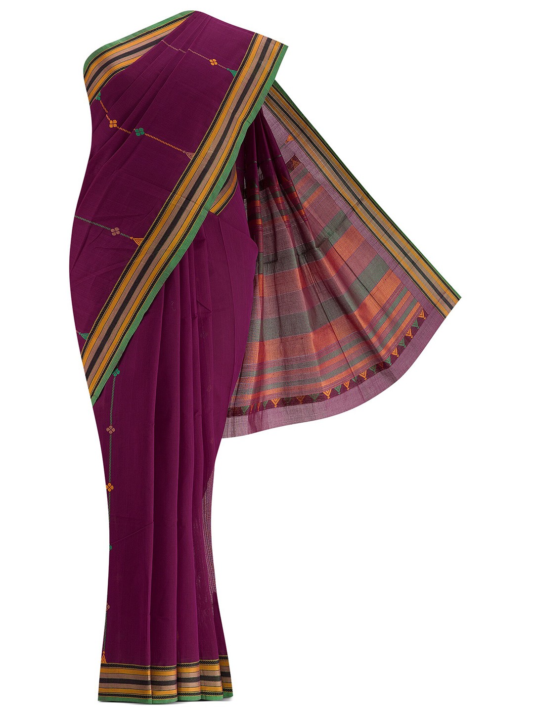 

Nalli Next Purple & Green Woven Design Zari Pure Cotton Saree