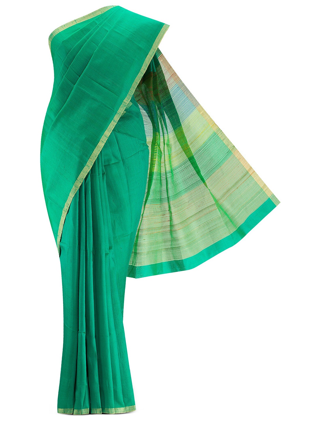 

Nalli Next Green & Gold-Toned Checked Zari Silk Blend Saree