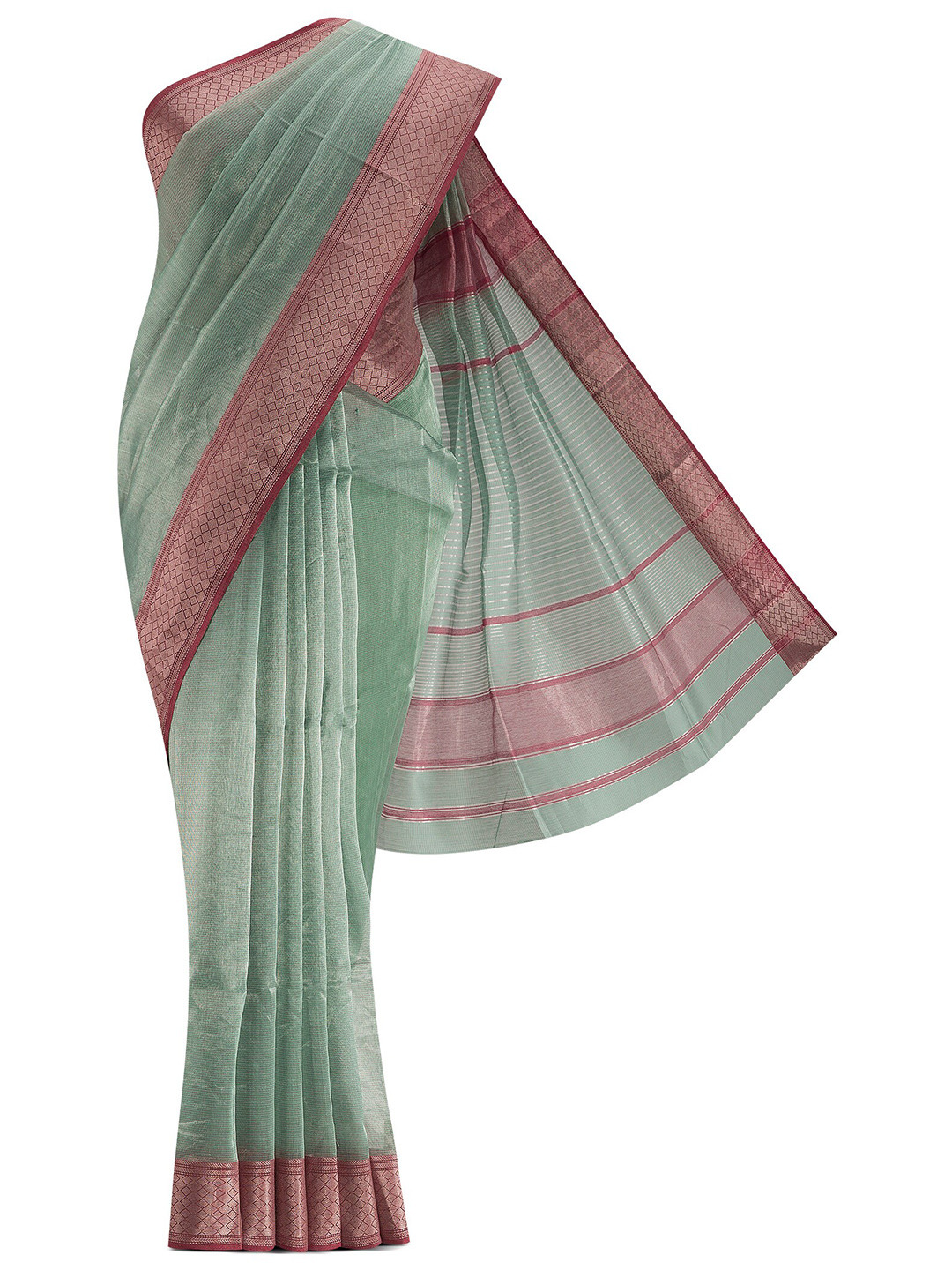 

Nalli Next Green & Magenta Embellished Zari Silk Cotton Saree