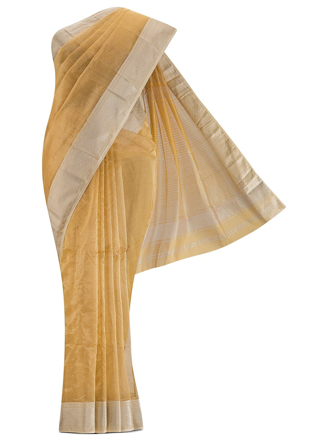 

Nalli Next Yellow & Gold-Toned Woven Design Zari Silk Cotton Saree