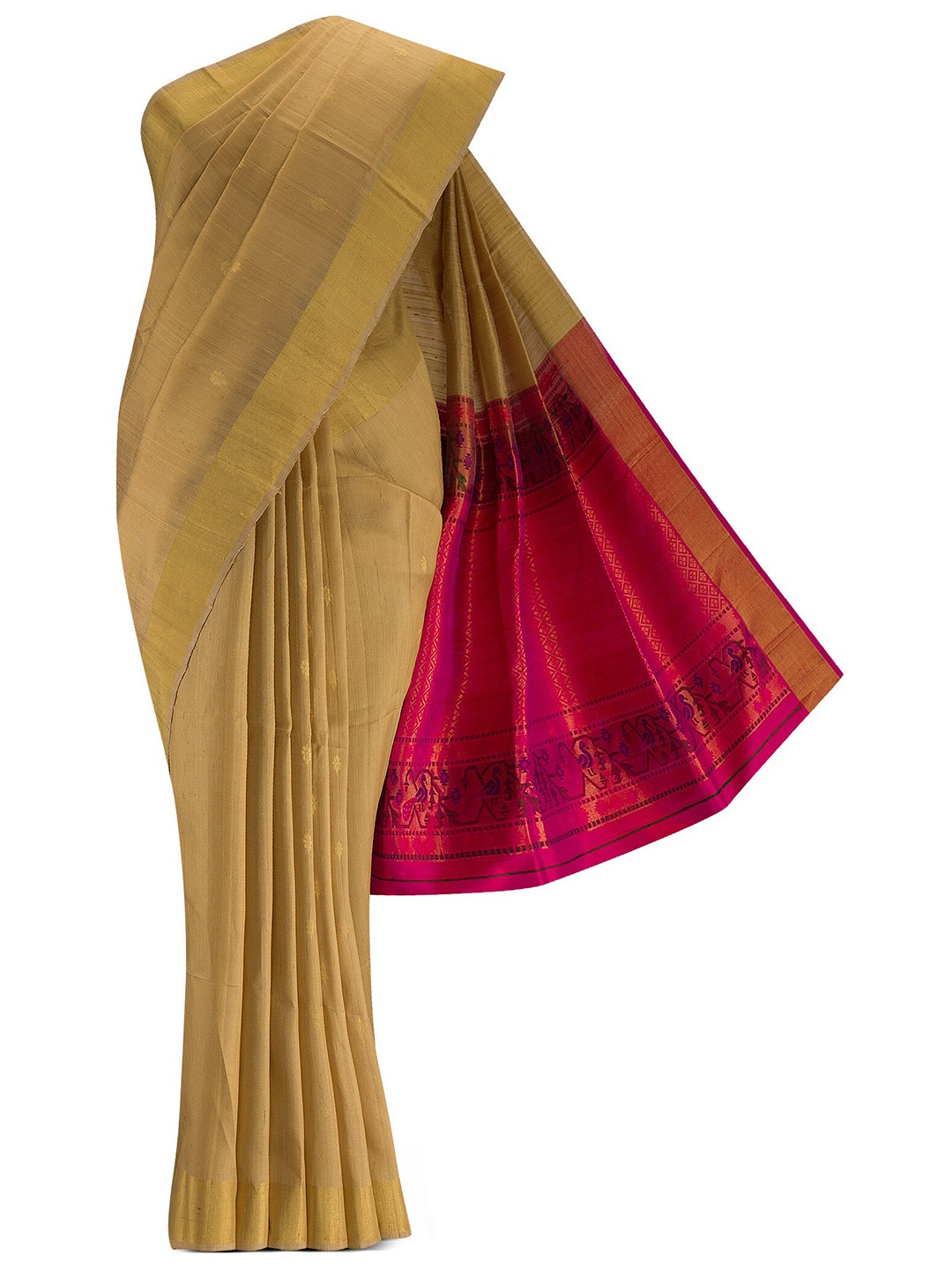 

Nalli Silk Sarees Beige & Mustard Woven Design Silk Blend Saree