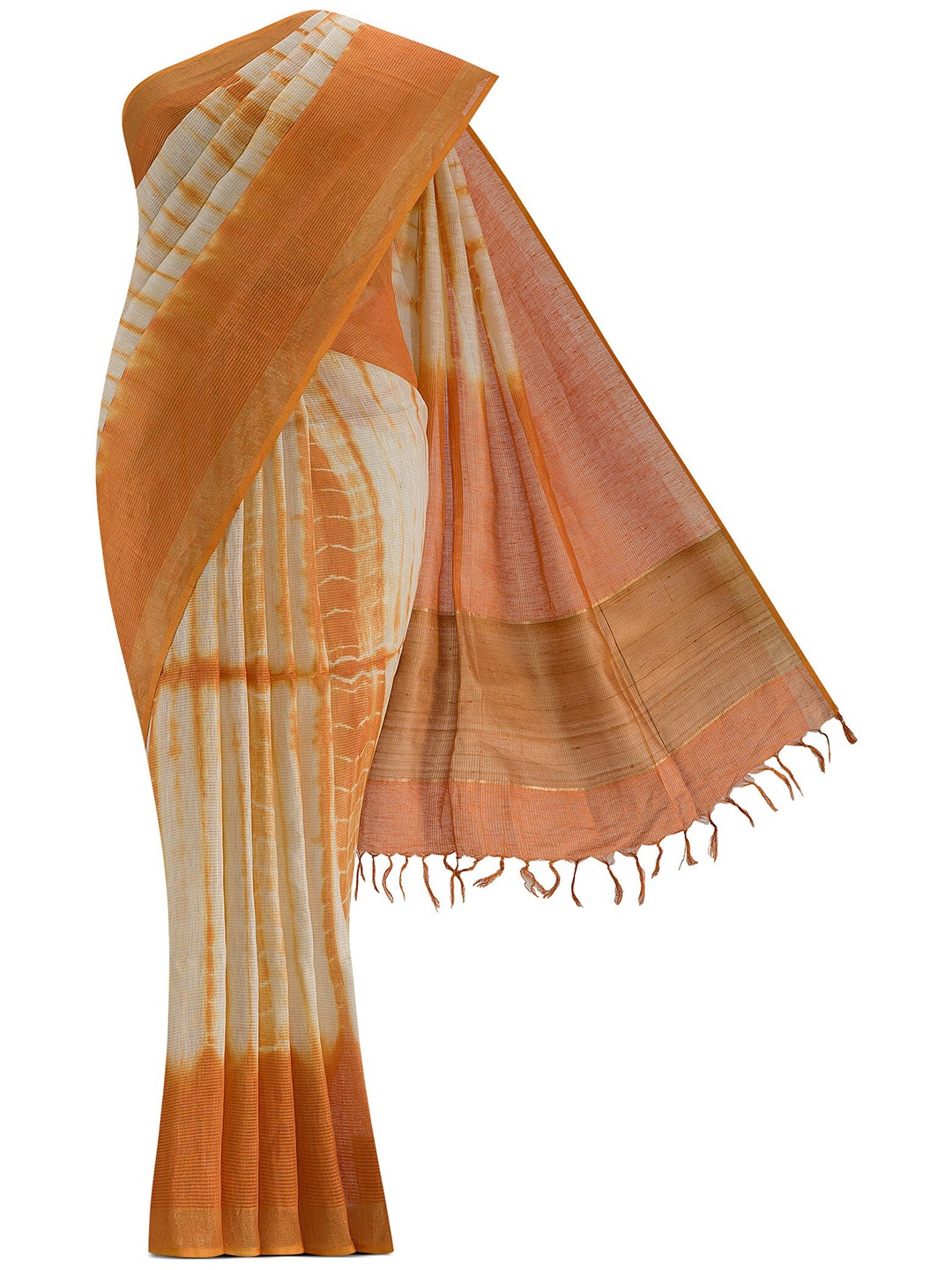 

Nalli Next Peach-Coloured & Orange Tie & Dye Pure Cotton Saree