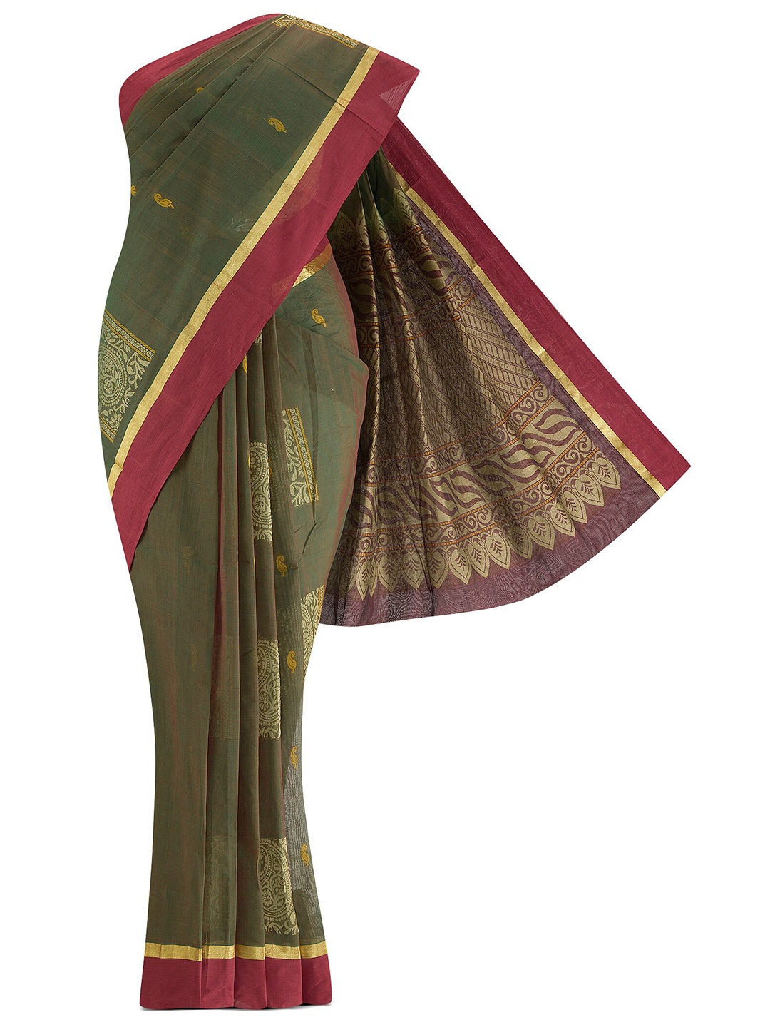 

Nalli Next Green & Yellow Woven Design Pure Cotton Saree