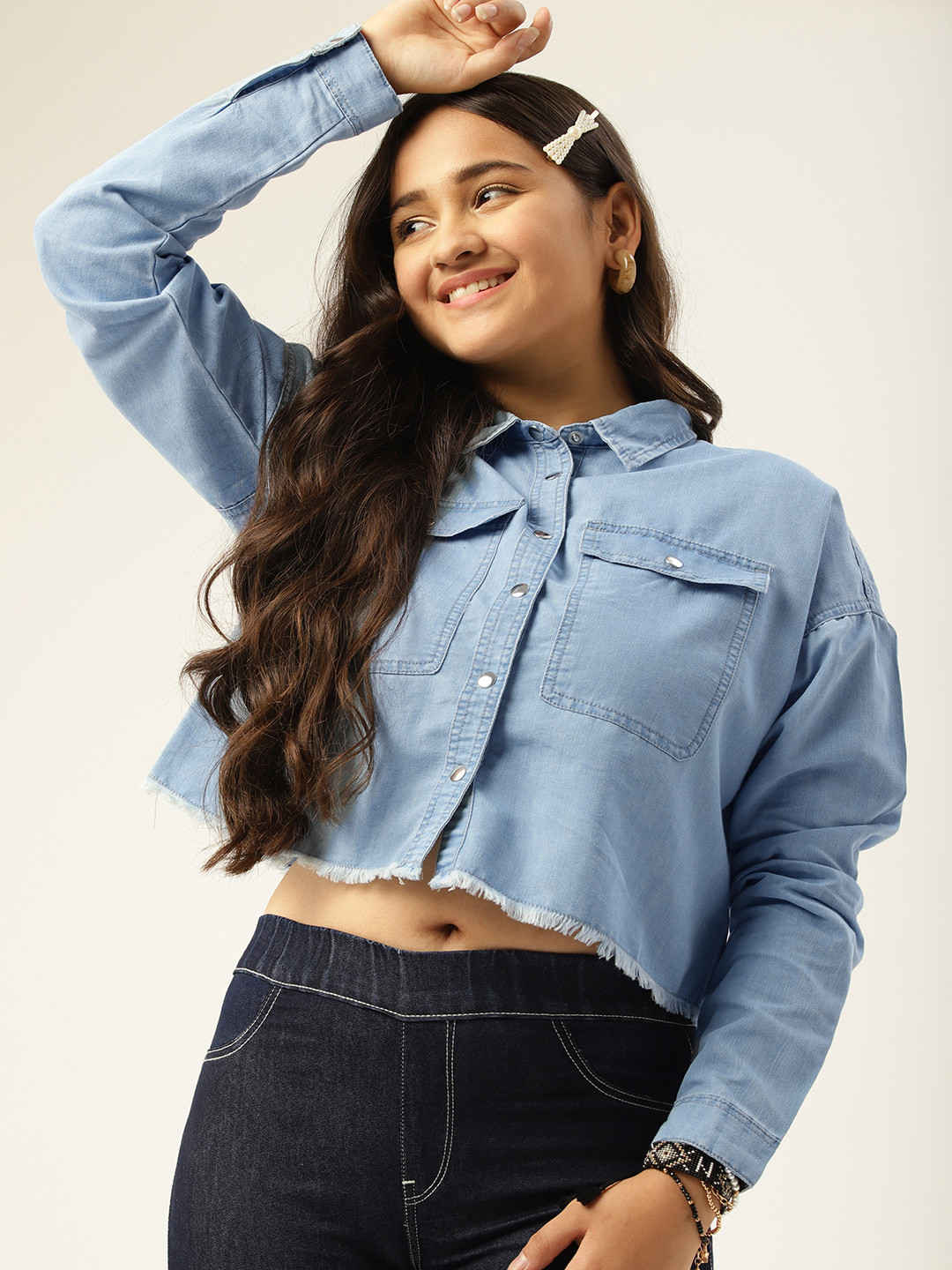 

DressBerry Girls Boxy Fit Casual Shirt, Blue