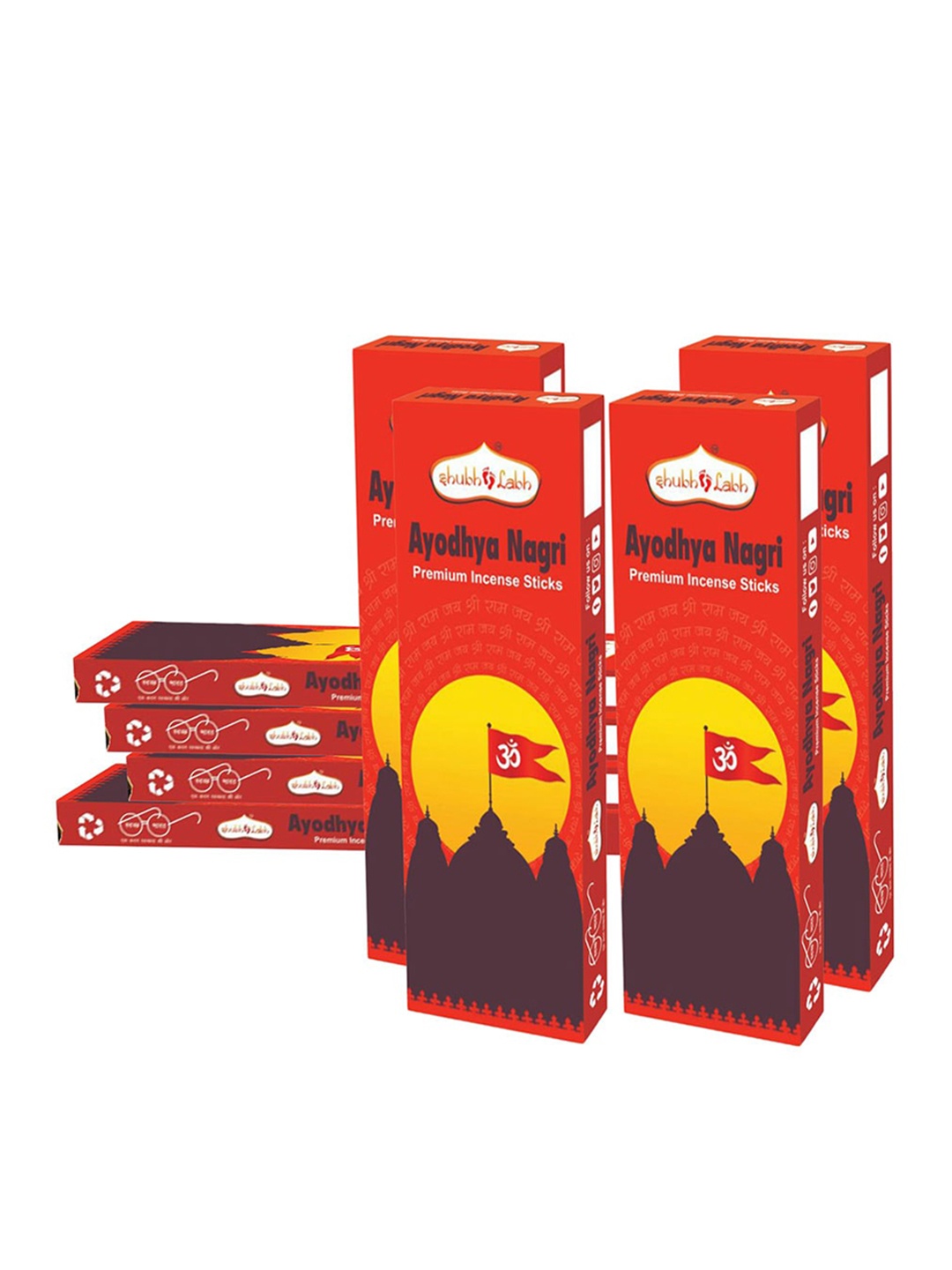 

Shubh Labh Set Of 8 Ayodhya Nagri Fragrances Incense Sticks, Black