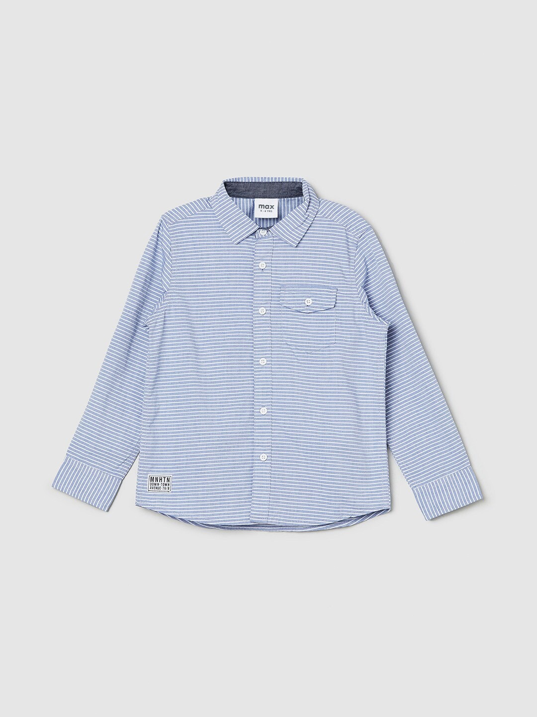 

max Boys Blue Horizontal Stripes Casual Shirt