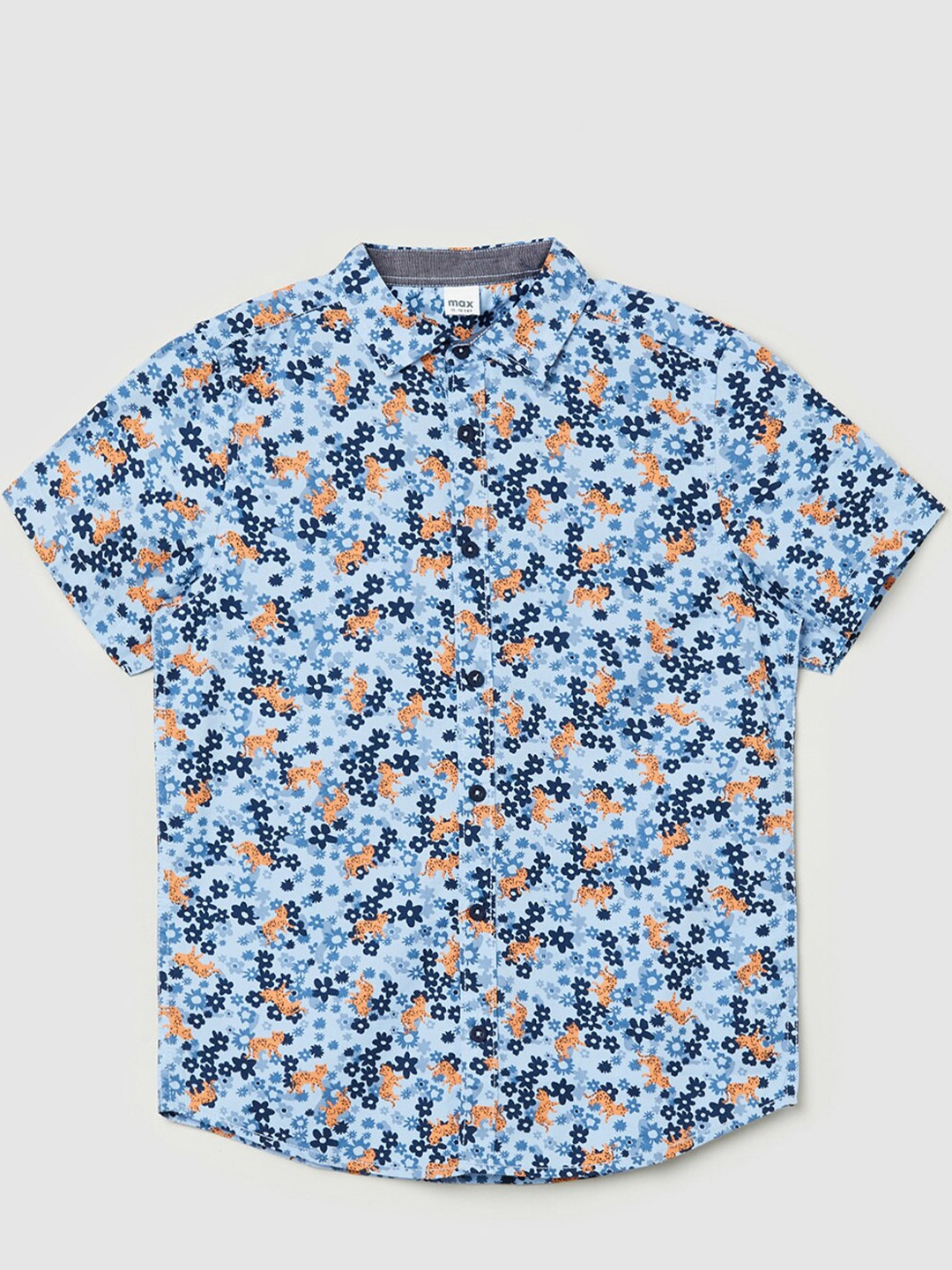 

max Boys Blue Floral Printed Cotton Casual Shirt