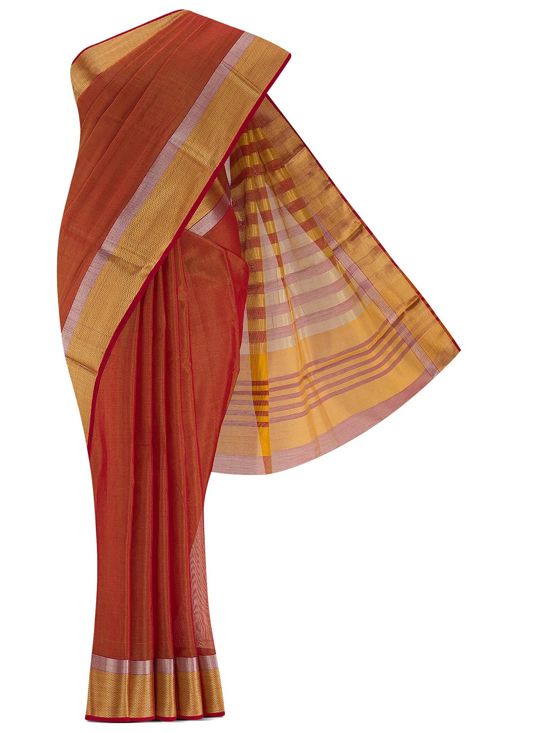 

Nalli Next Red & Yellow Woven Design Zari Silk Cotton Saree