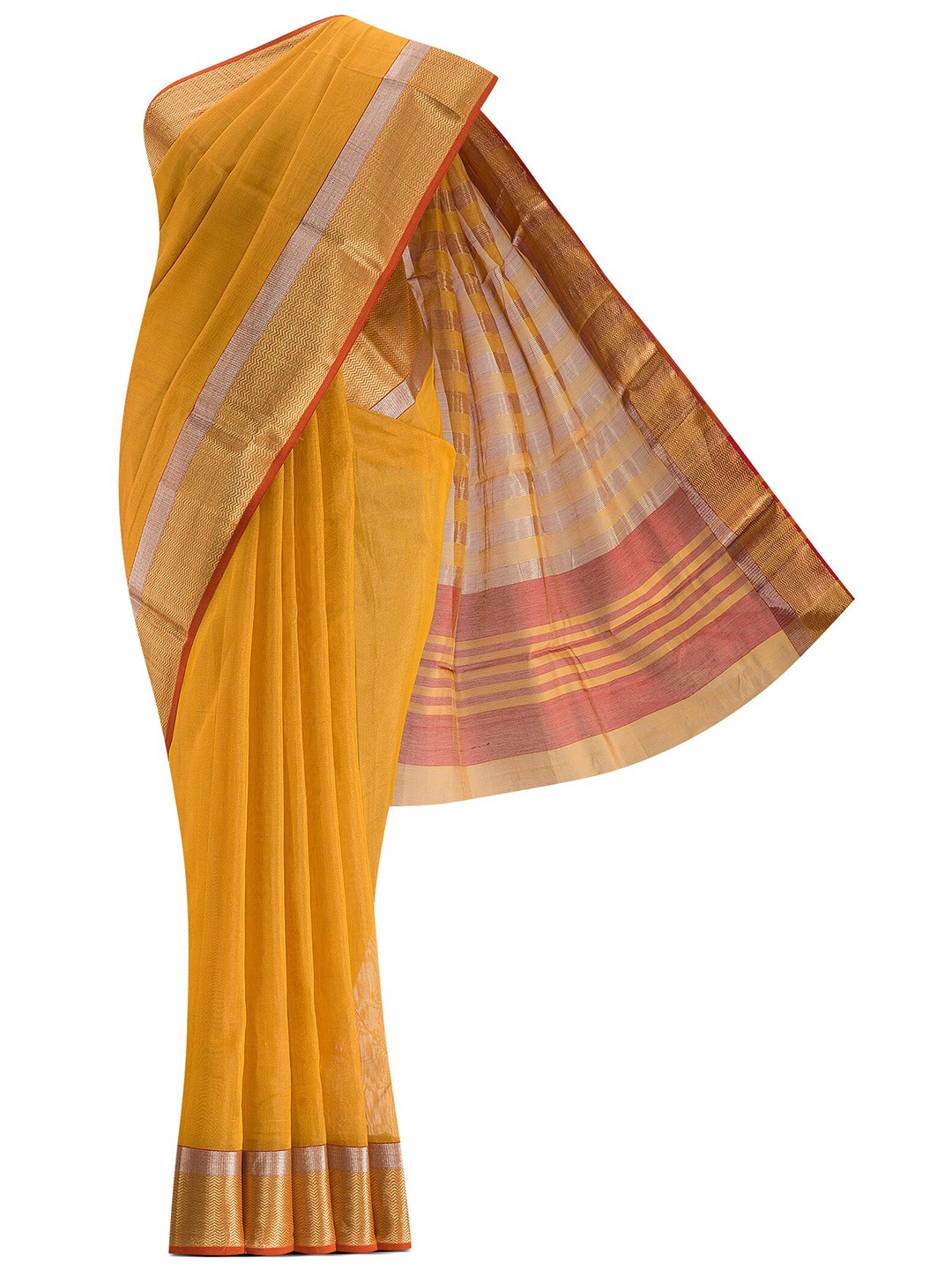 

Nalli Next Yellow & Red Zari Silk Cotton Saree