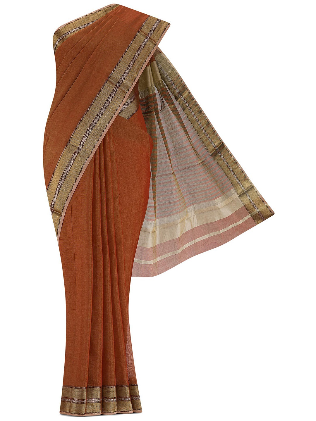 

Nalli Next Maroon & Gold-Toned Zari Maheshwari Silk Cotton Saree