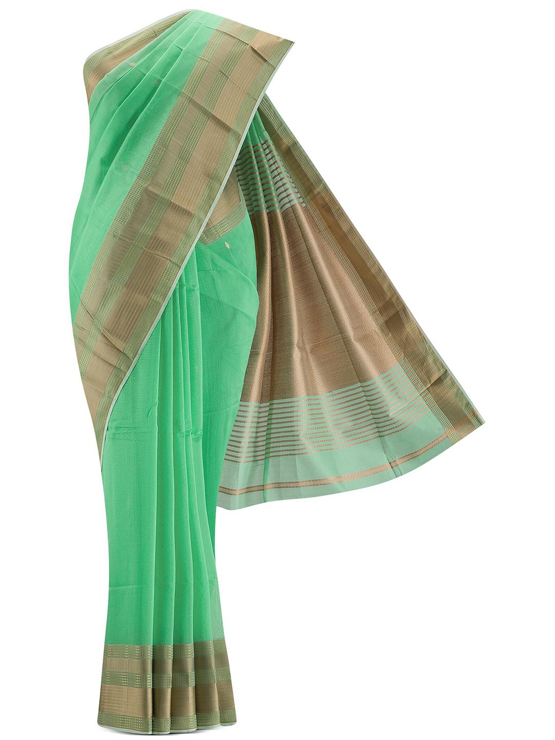 

Nalli Next Green & Brown Woven Design Zari Silk Cotton Saree