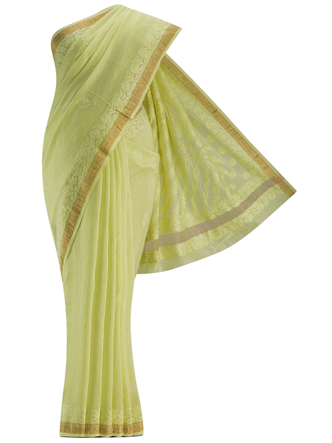 

Nalli Silk Sarees Women Yellow & Gold-Toned Embellished Zari Pure Cotton Saree