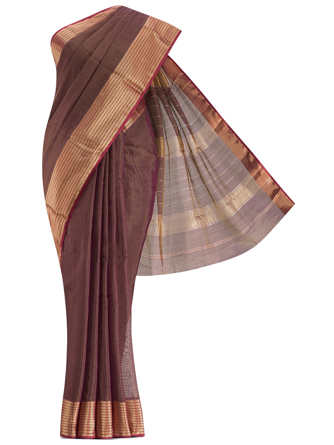 

Nalli Next Women Purple & Gold-Toned Woven Design Silk Cotton Saree
