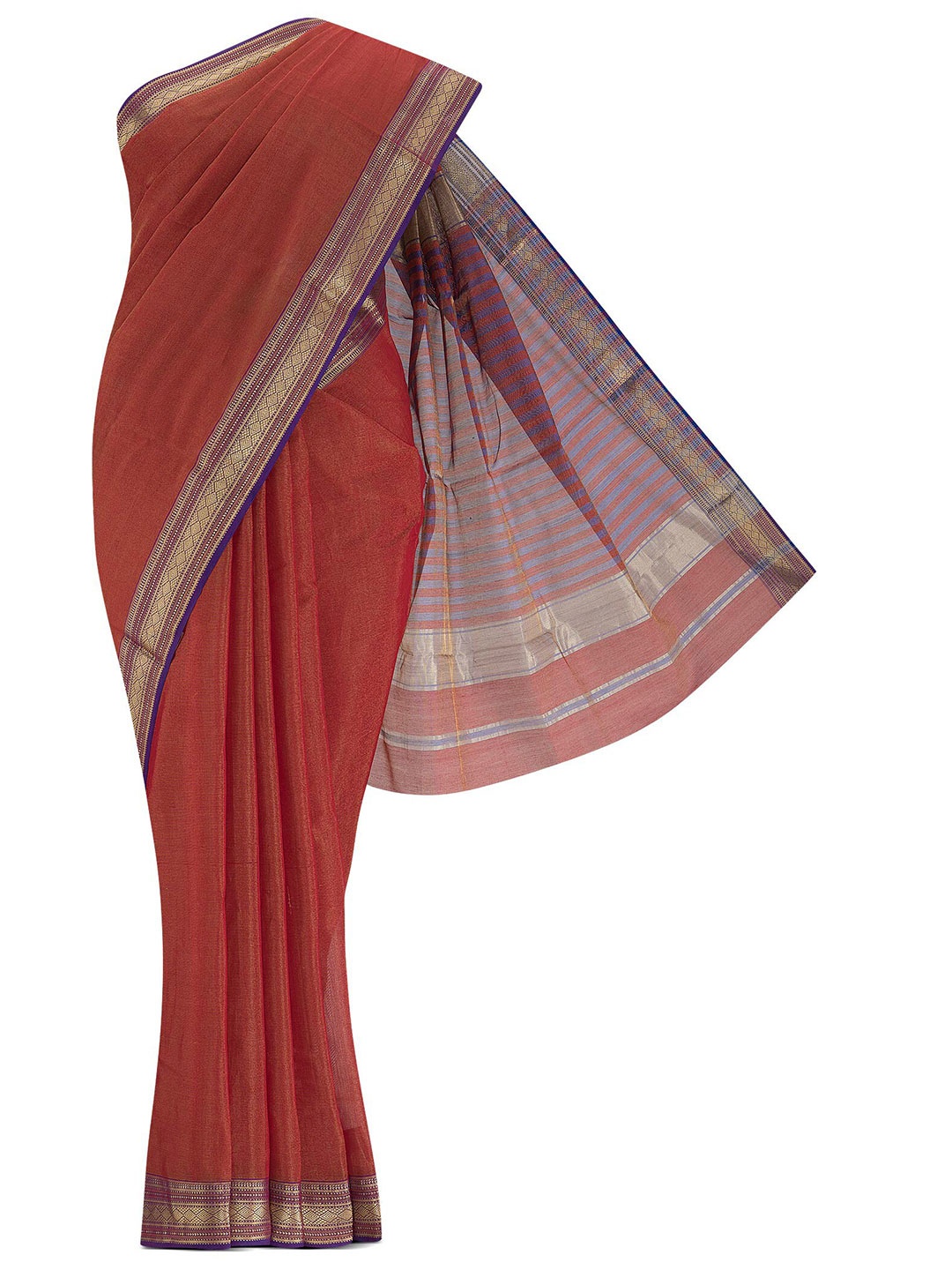 

Nalli Next Red & Blue Zari Silk Cotton Saree