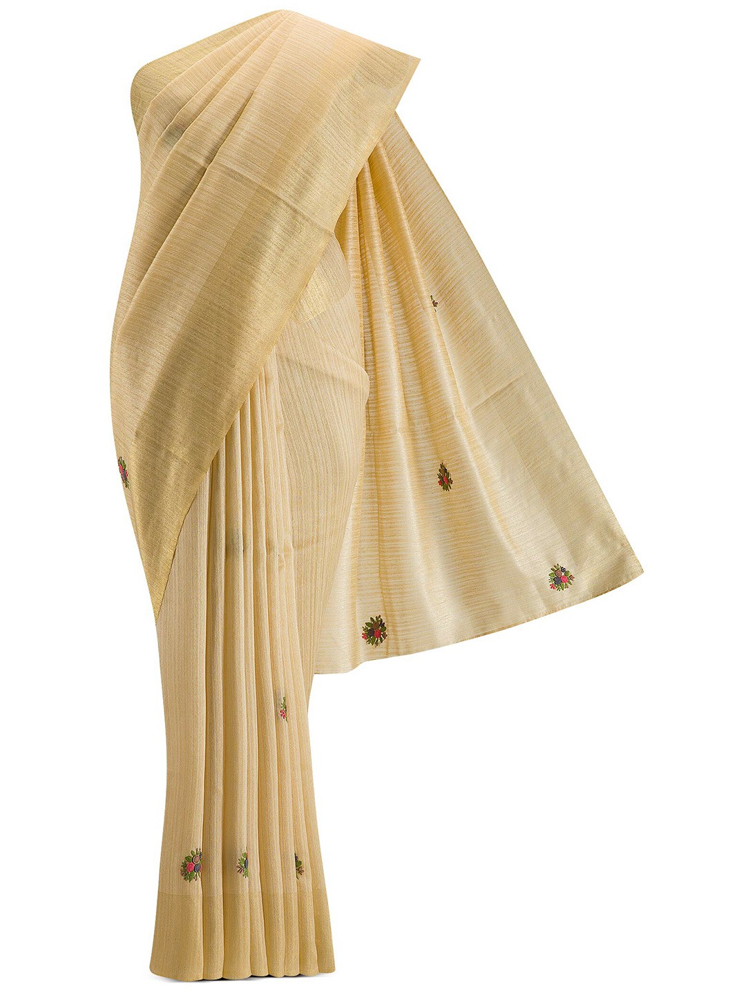 

Nalli Next Beige & Green Embellished Pure Cotton Saree