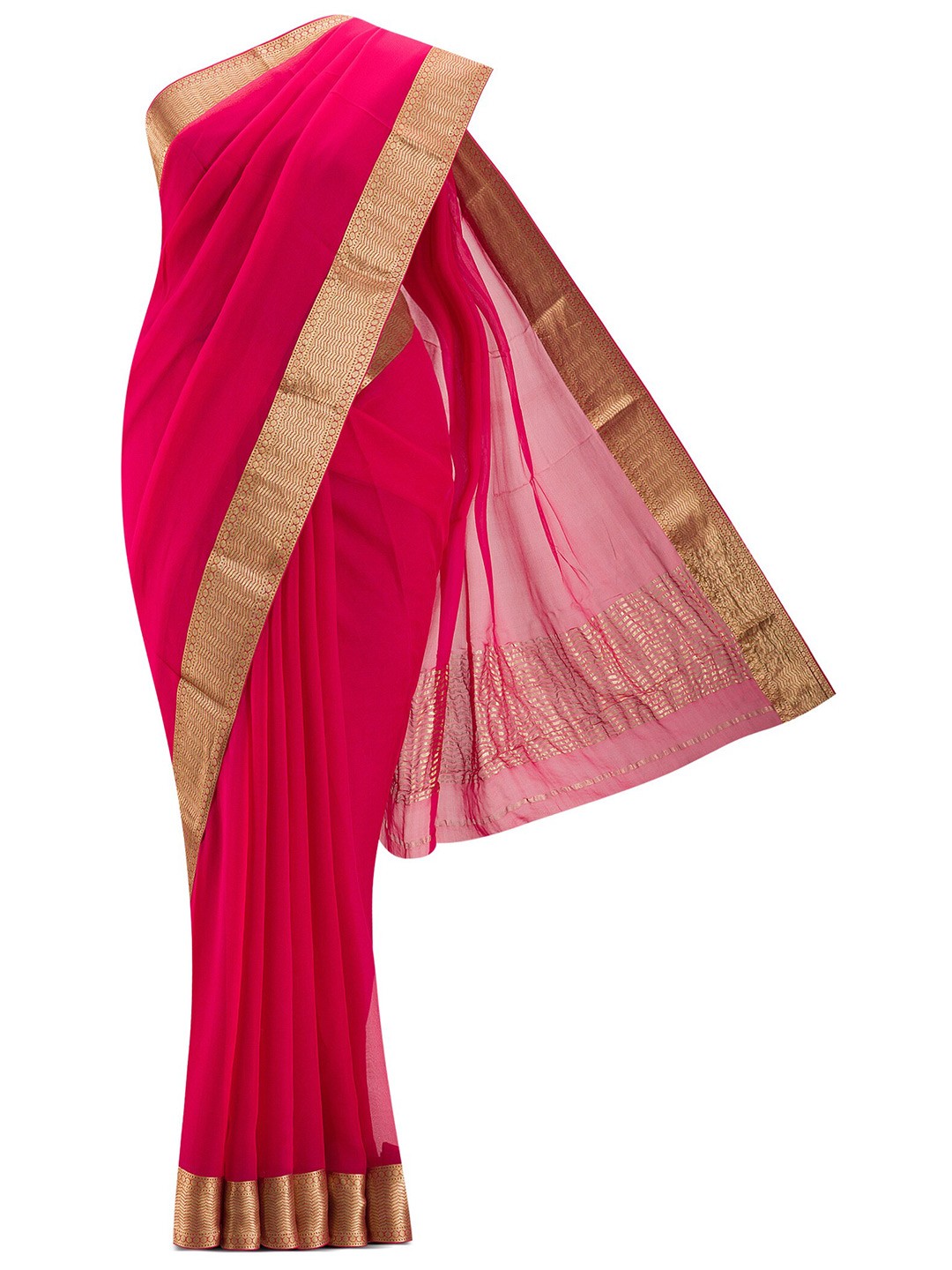 

Nalli Next Pink & Gold-Toned Zari Saree