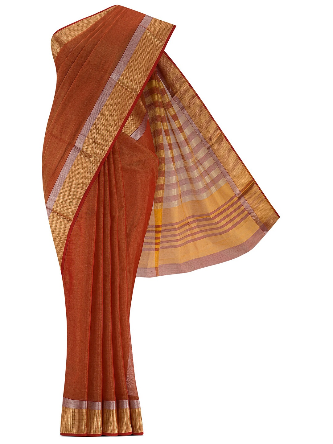 

Nalli Next Red & Gold-Toned Zari Maheshwari Silk Cotton Saree