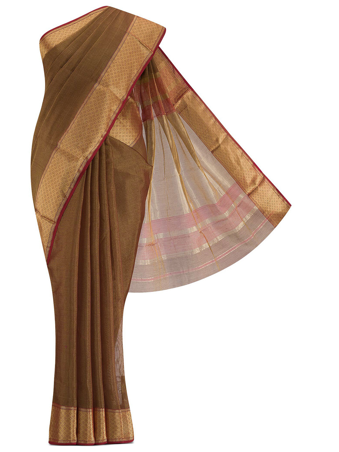 

Nalli Next Brown & Gold-Toned Silk Cotton Saree