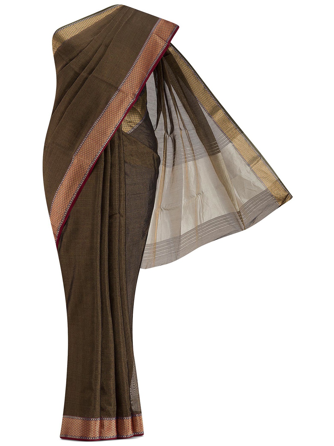

Nalli Next Black & Red Striped Zari Silk Cotton Saree