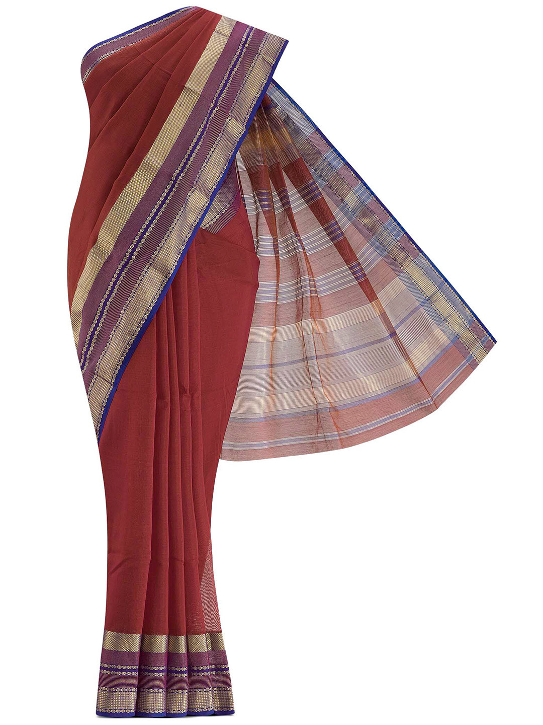 

Nalli Next Women Brown & Gold-Toned Woven Design Zari Silk Cotton Saree