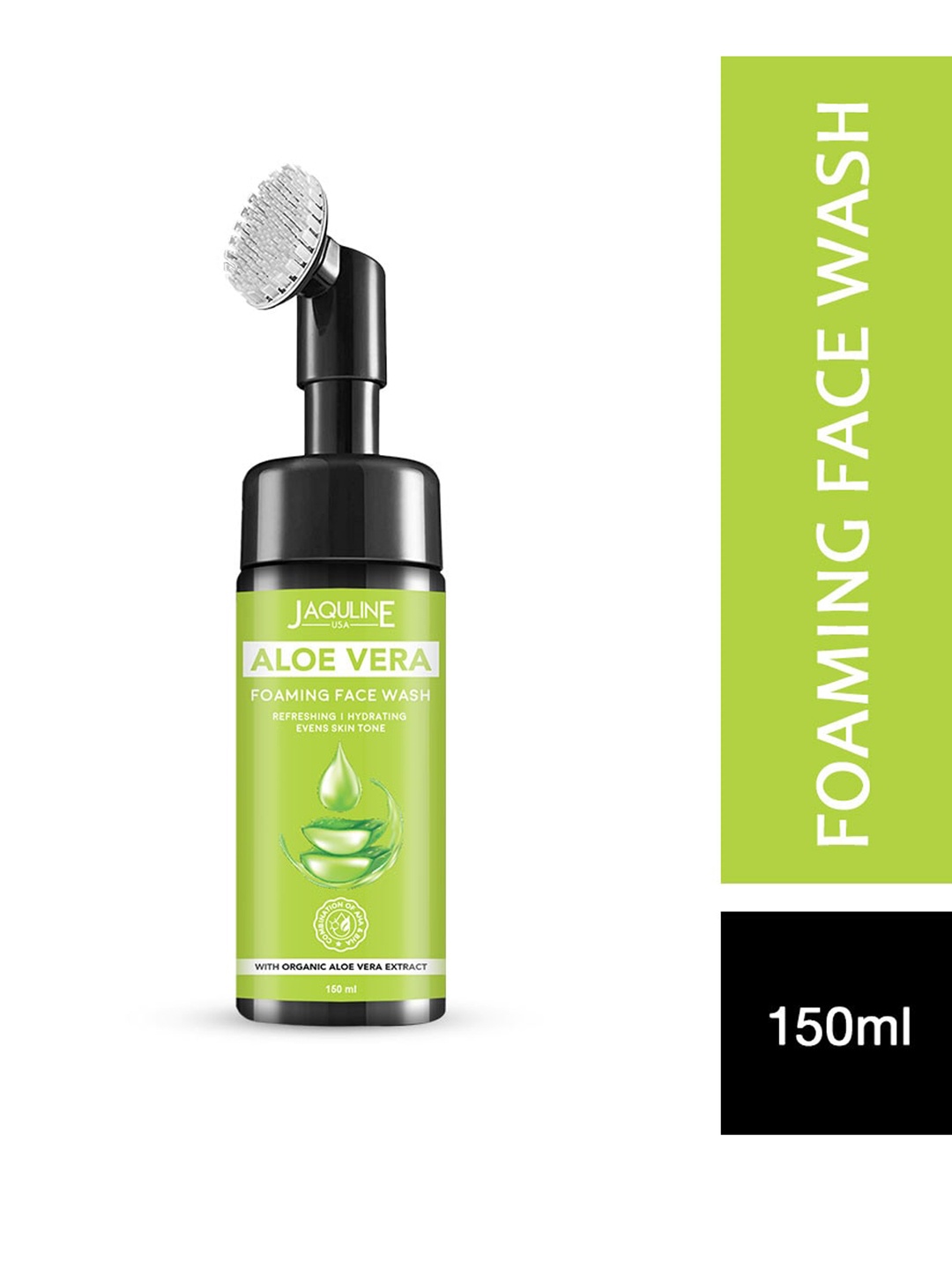 

Jaquline USA Aloe Vera Foaming Sulfate-Free Face Wash with AHA & BHA - 150 ml, Green