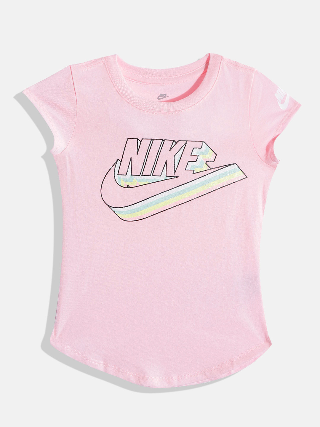 

Nike Girls Pink Brand Logo Printed T-shirt