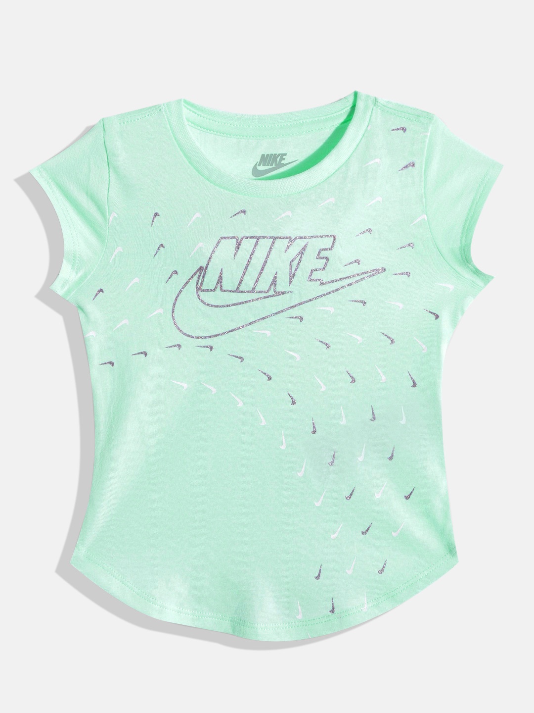 

Nike Girls Green Brand Logo Printed Pure Cotton T-shirt