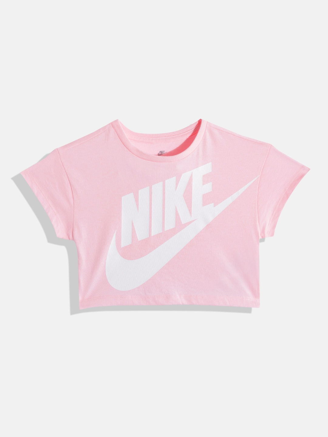 

Nike Girls Pink Brand Logo Printed Boxy T-shirt