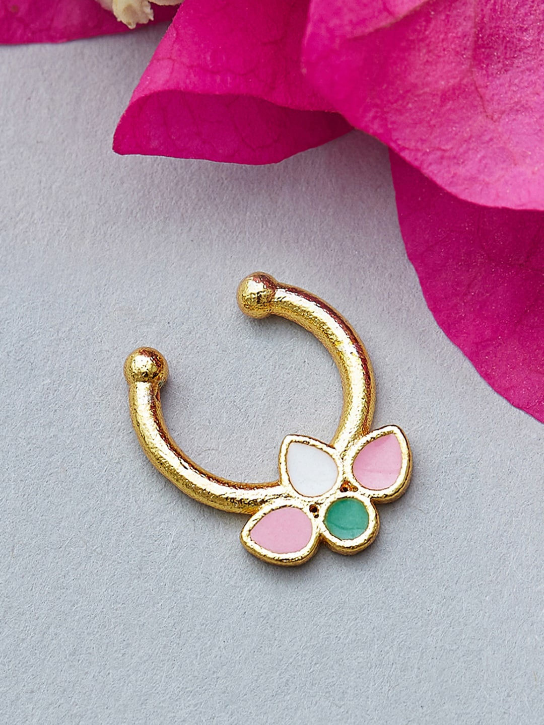 

Voylla Gold-Plated & Pink Indie Collectibles Adjustable Nose Clip