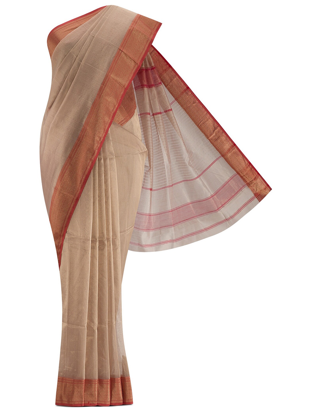 

Nalli Next Women Green Embellished Pure Cotton Saree, Beige