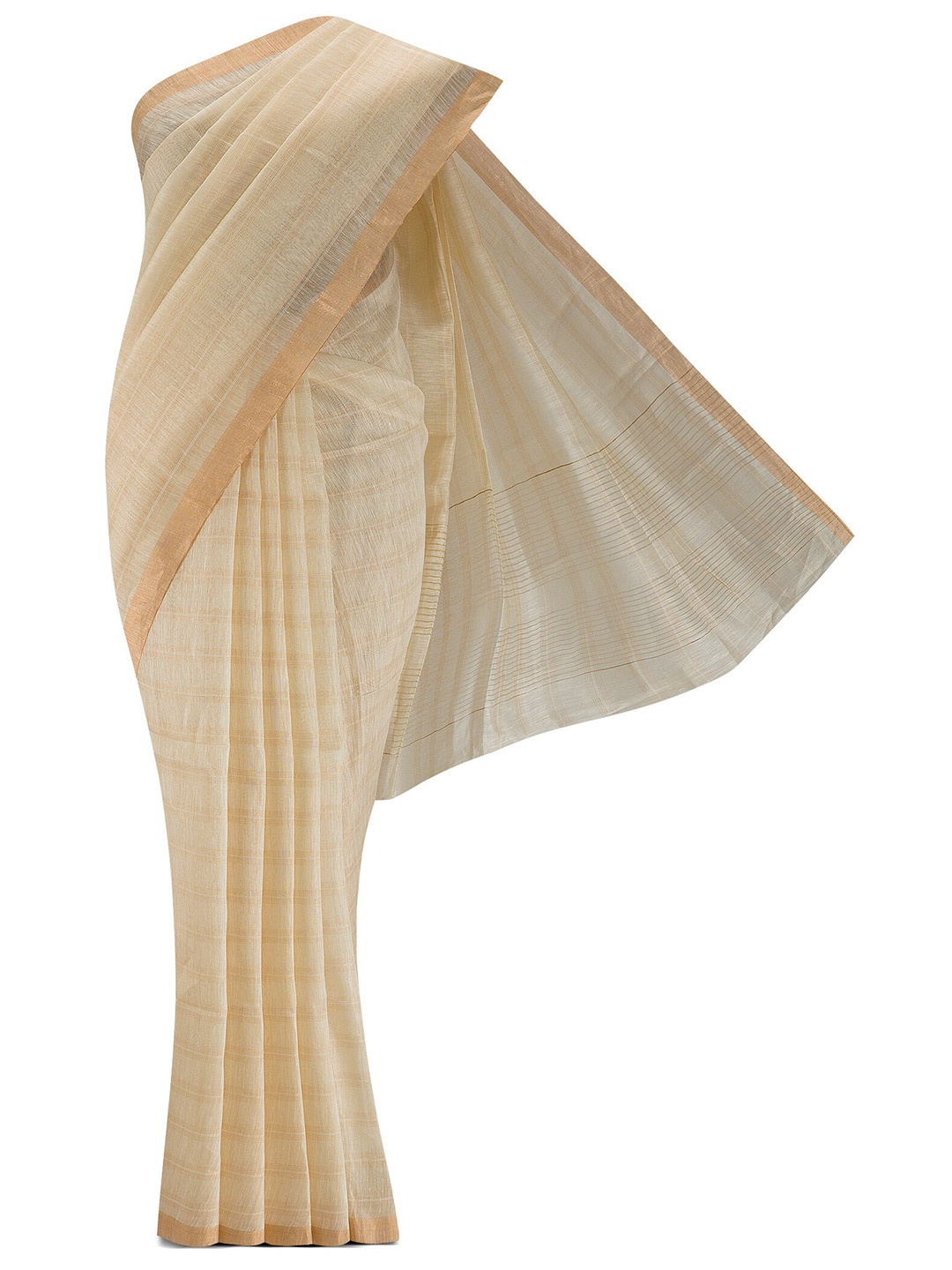 

Nalli Next Cream-Coloured & Grey Woven Design Zari Pure Cotton Saree