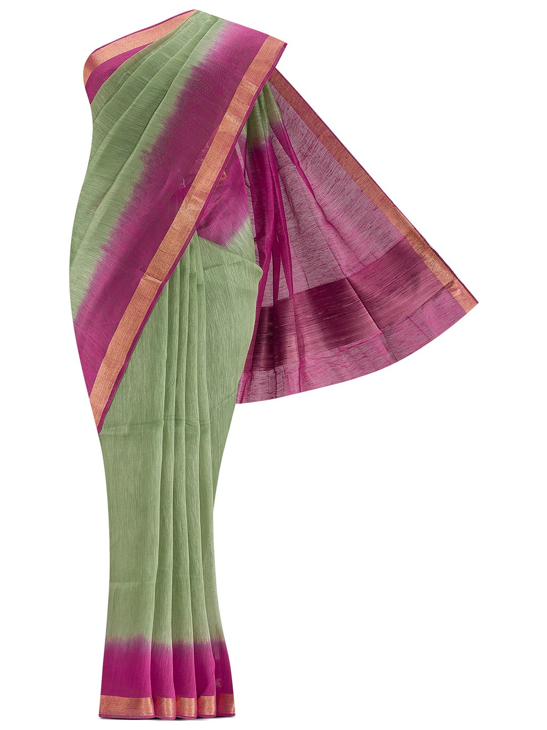 

Nalli Next Green & Pink Zari Linen Saree