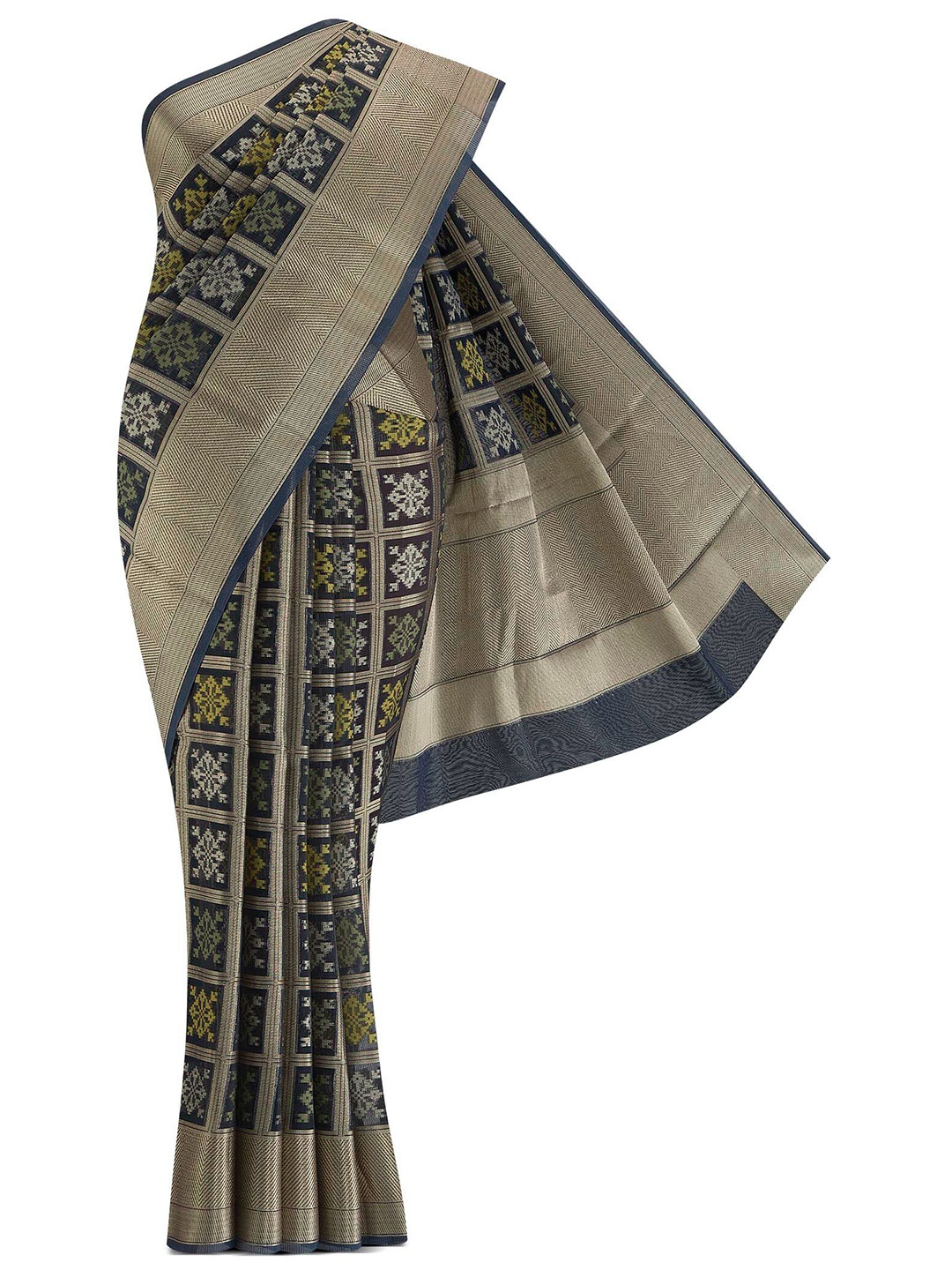 

Nalli Next Blue & Gold-Toned Ethnic Motifs Zari Pure Cotton Saree