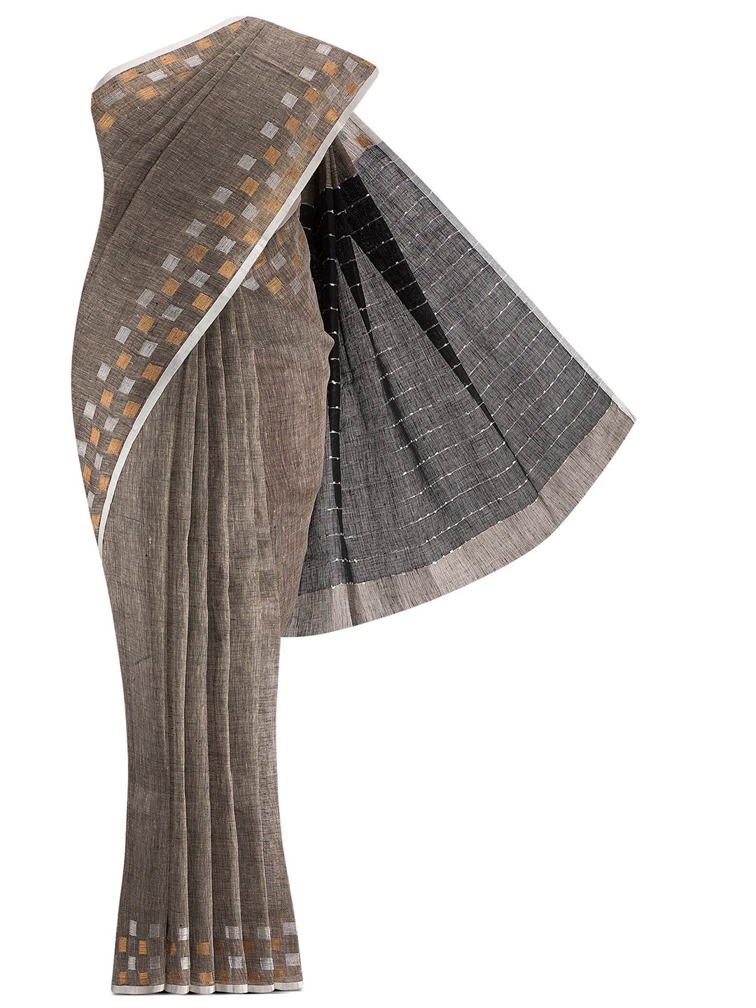 

Nalli Next Grey Striped Pure Cotton Saree