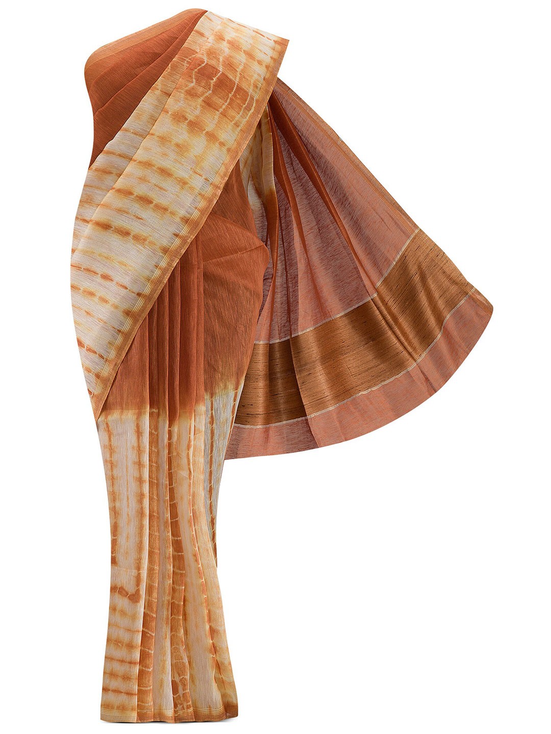 

Nalli Next Brown & White Tie and Dye Linen Saree