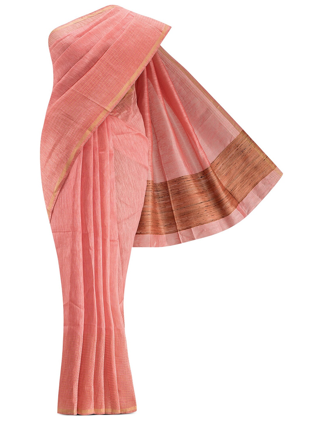 

Nalli Next Pink & Gold-Toned Pure Cotton Saree