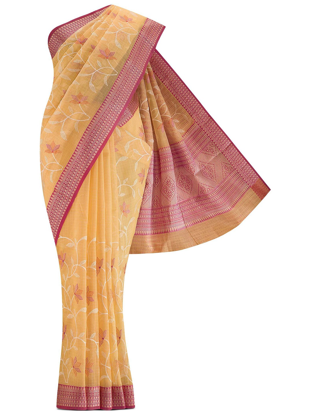 

Nalli Next Yellow & Red Embellished Pure Cotton Saree