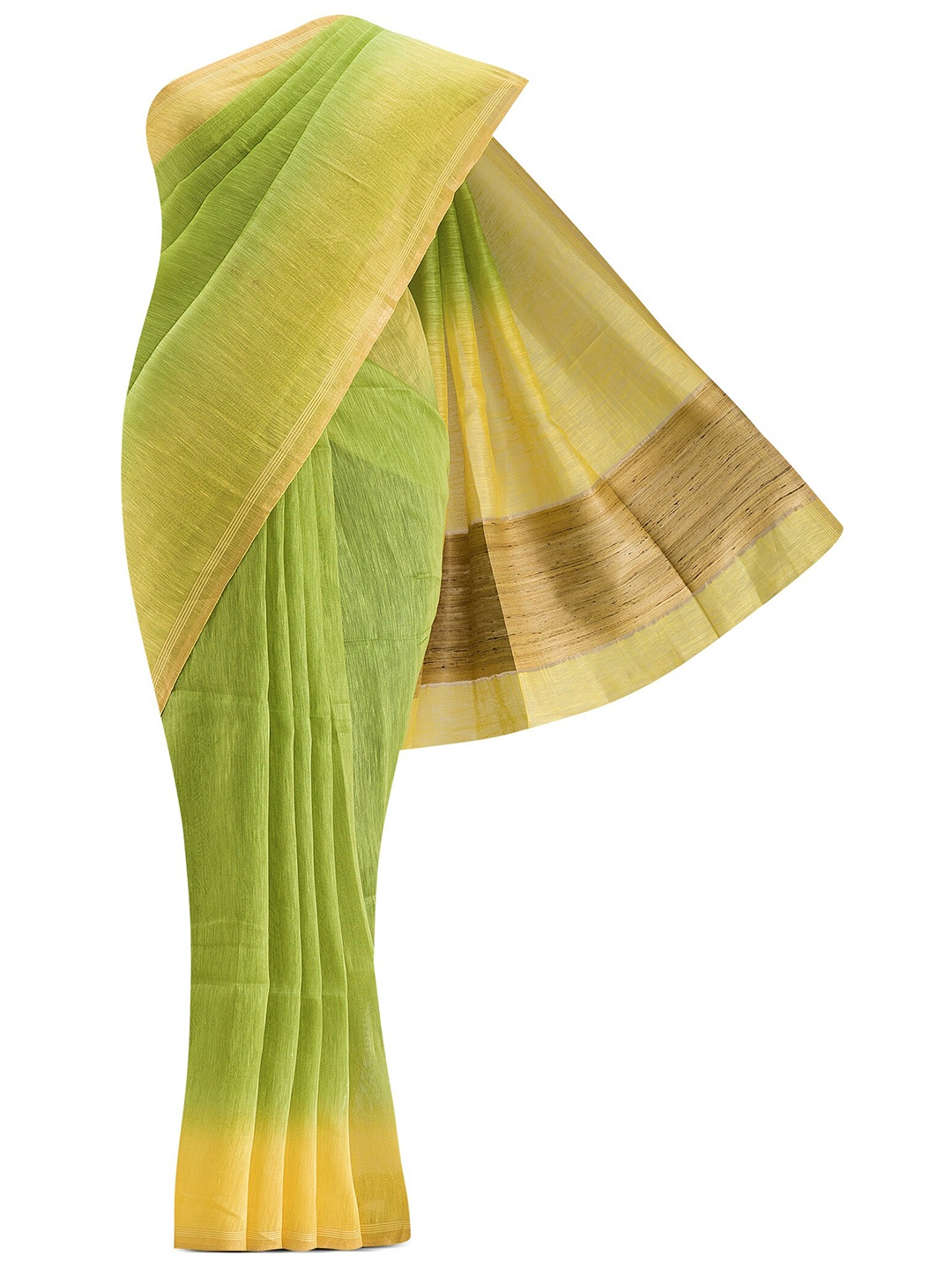 

Nalli Next Lime Green & Gold-Toned Woven Design Pure Linen Saree