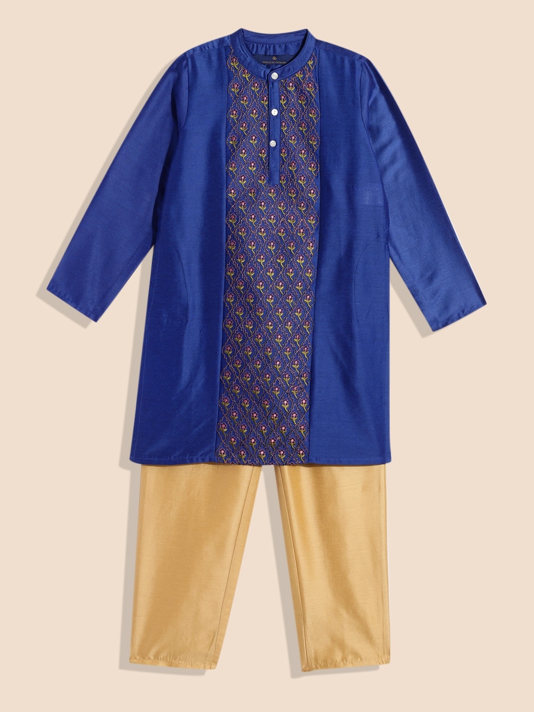 

House of Pataudi Boys Embroidered Kurta Set, Blue