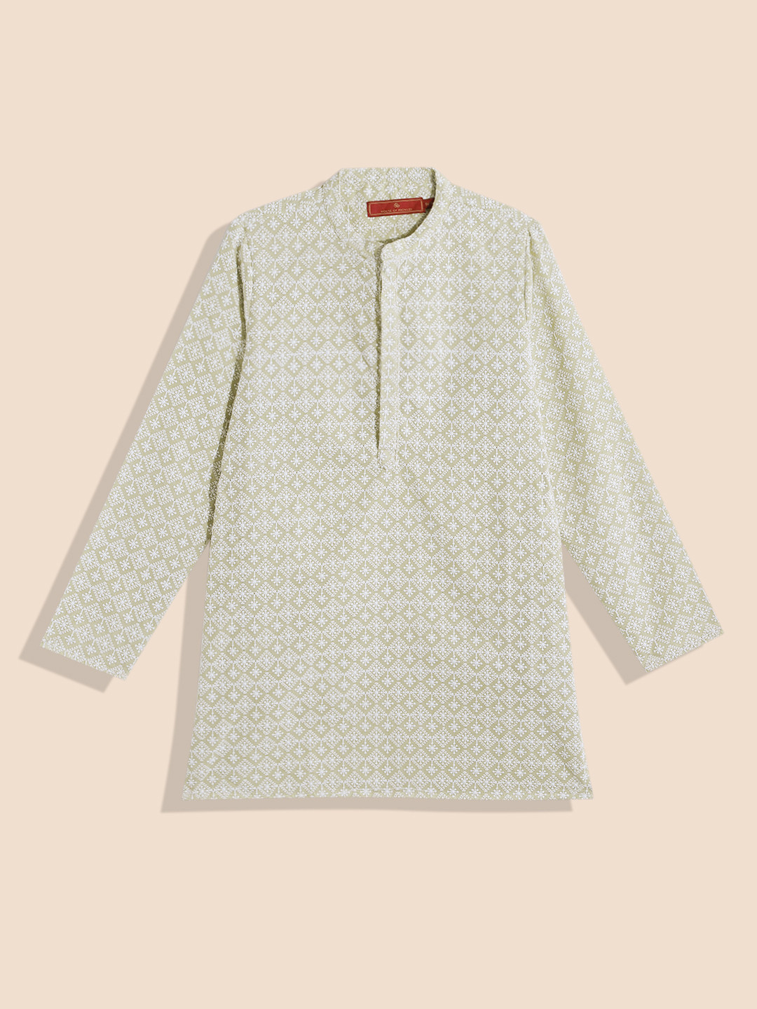 

House of Pataudi Boys Jashn Chikankari Straight Kurta, Green